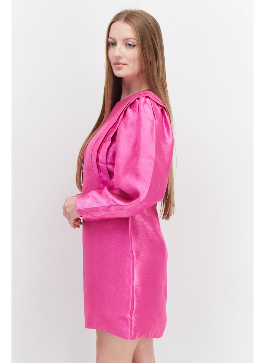 RIVER ISLAND Women Textured Mini Dress, Dark Pink  - Image 3