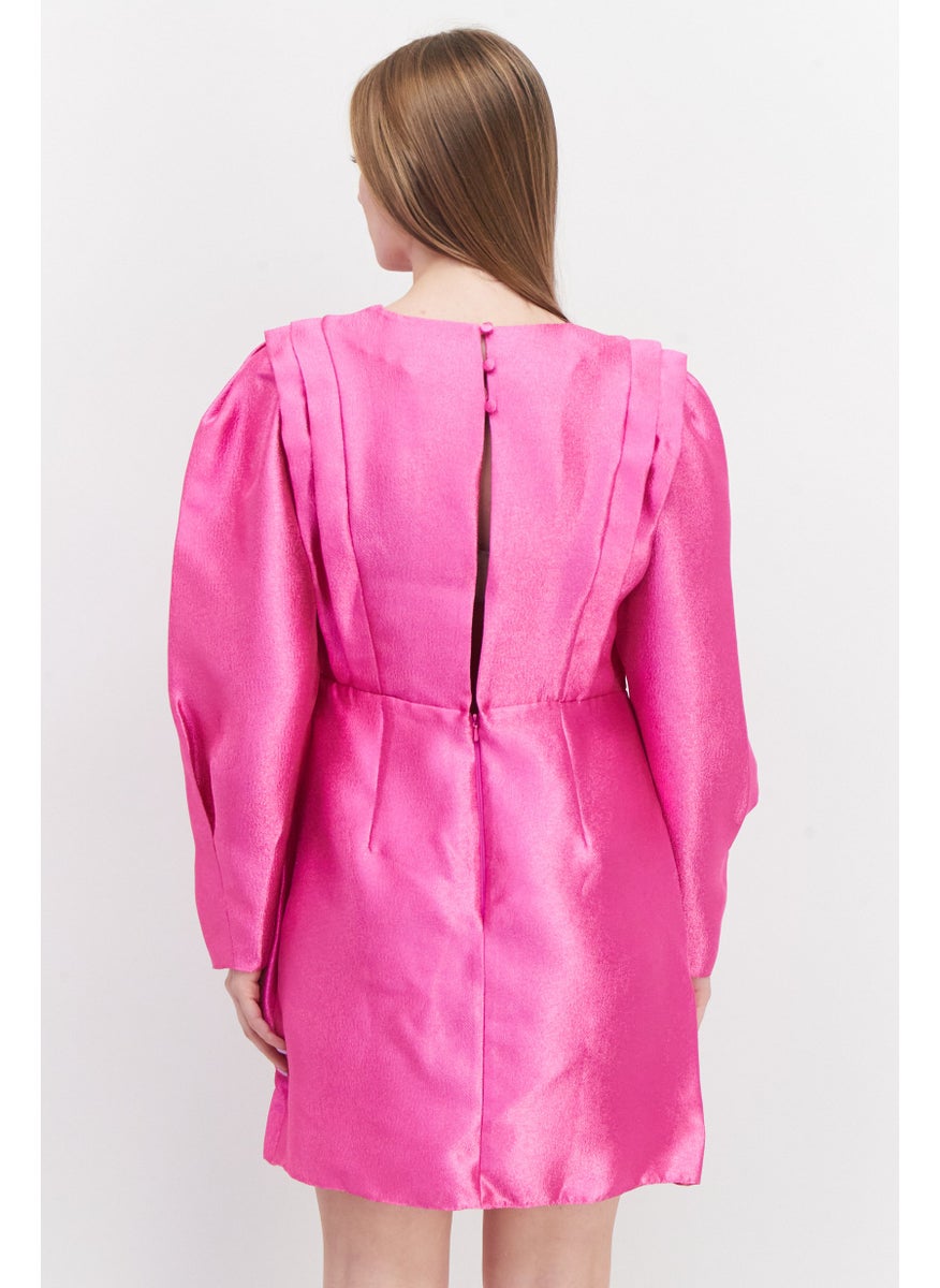 RIVER ISLAND Women Textured Mini Dress, Dark Pink  - Image 4