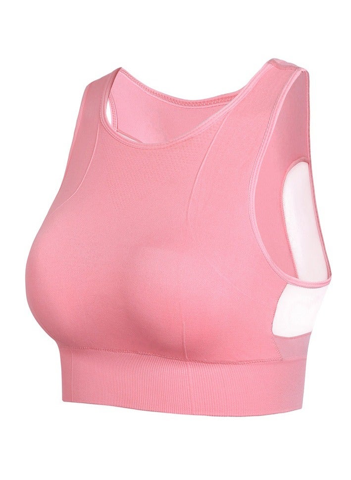 AROAQ Full Coverage Longline Sports Bra, Shockproof Fitness Yoga Running Sports Bra,  Seamless Quick-drying Medium Impact Push Up Tank Top For Yoga Gym Workout, (Size M, Pink)  - Image 1