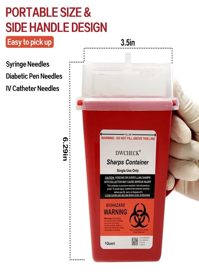 DWCHECK Sharps Container for Home Use 1 Quart, 5 Pack Professional Needle Disposal Containers, Biohazard Needle and Syringe Disposal Containers, Small Sharps Disposal Container for Travel - Image 5