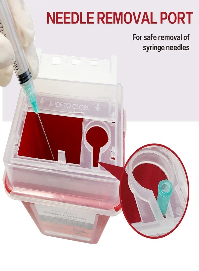 DWCHECK Sharps Container for Home Use 1 Quart, 5 Pack Professional Needle Disposal Containers, Biohazard Needle and Syringe Disposal Containers, Small Sharps Disposal Container for Travel - Image 3