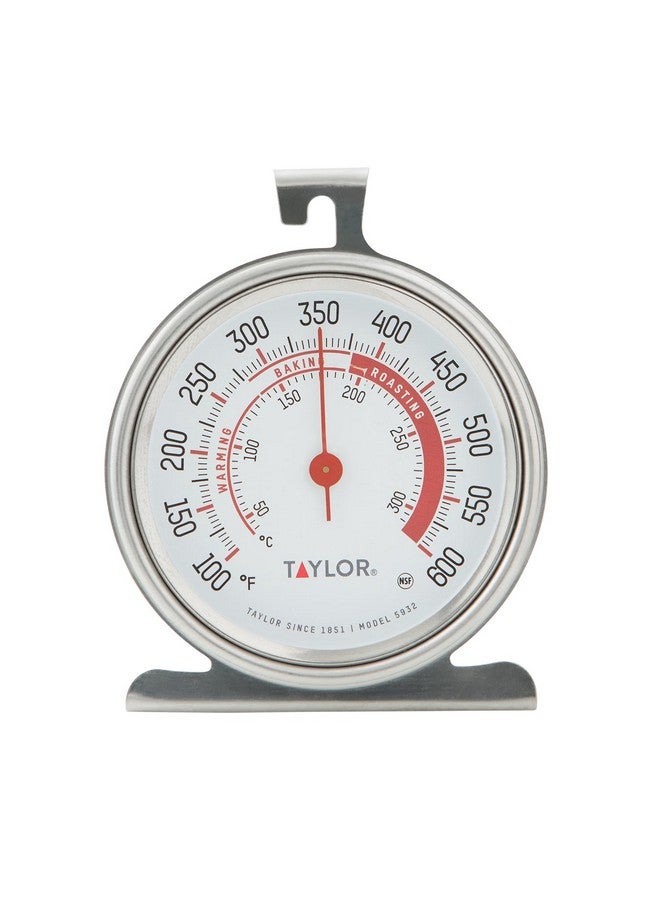 Taylor 5932 Large Dial Kitchen Cooking Oven Thermometer, Kitchen Food Grill Thermometer, 3.25 Inch Dial, Stainless Steel, Silver - Image 1