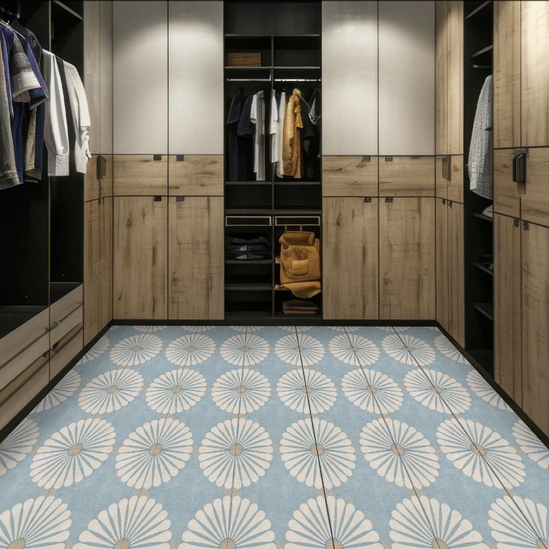 IVN 10PCS 12x12 Inch Vintage Blue and White Flower Pattern Design Detachable Self-Adhesive PVC Vinyl Floor Stickers for Peeling Floor Tiles, Ideal for Living Rooms, Kitchens, and Bathrooms - Image 5