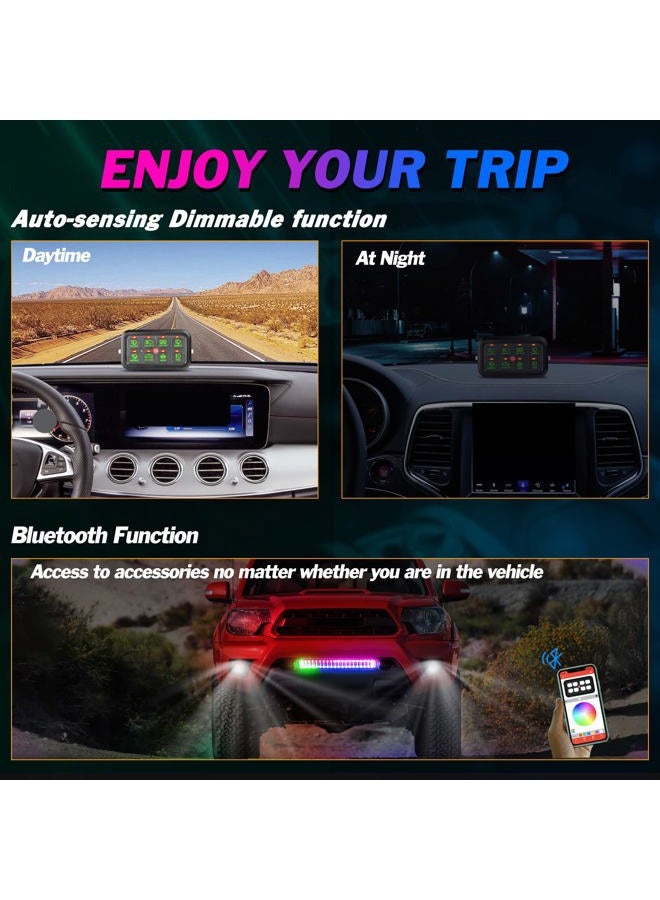 Niking Auto لوحة مفاتيح RGB 8 Gang مع بلوتوث 8 وحدات مفاتيح نظام ريلاي صندوق متعدد الوظائف 3 أوضاع تبديل مؤقت مضيء لمسة للمركبات الشاحنة RV قارب الطرق الوعرة ATV UTV SUV RZR قارب - Image 4