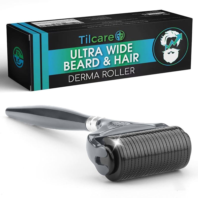 Tilcare Beard and Hair Ultra Wide Derma Roller 1Pack by Tilcare  Sterile 1200 Grade A Titanium Microneedles Titanium Derma Roller 025mm