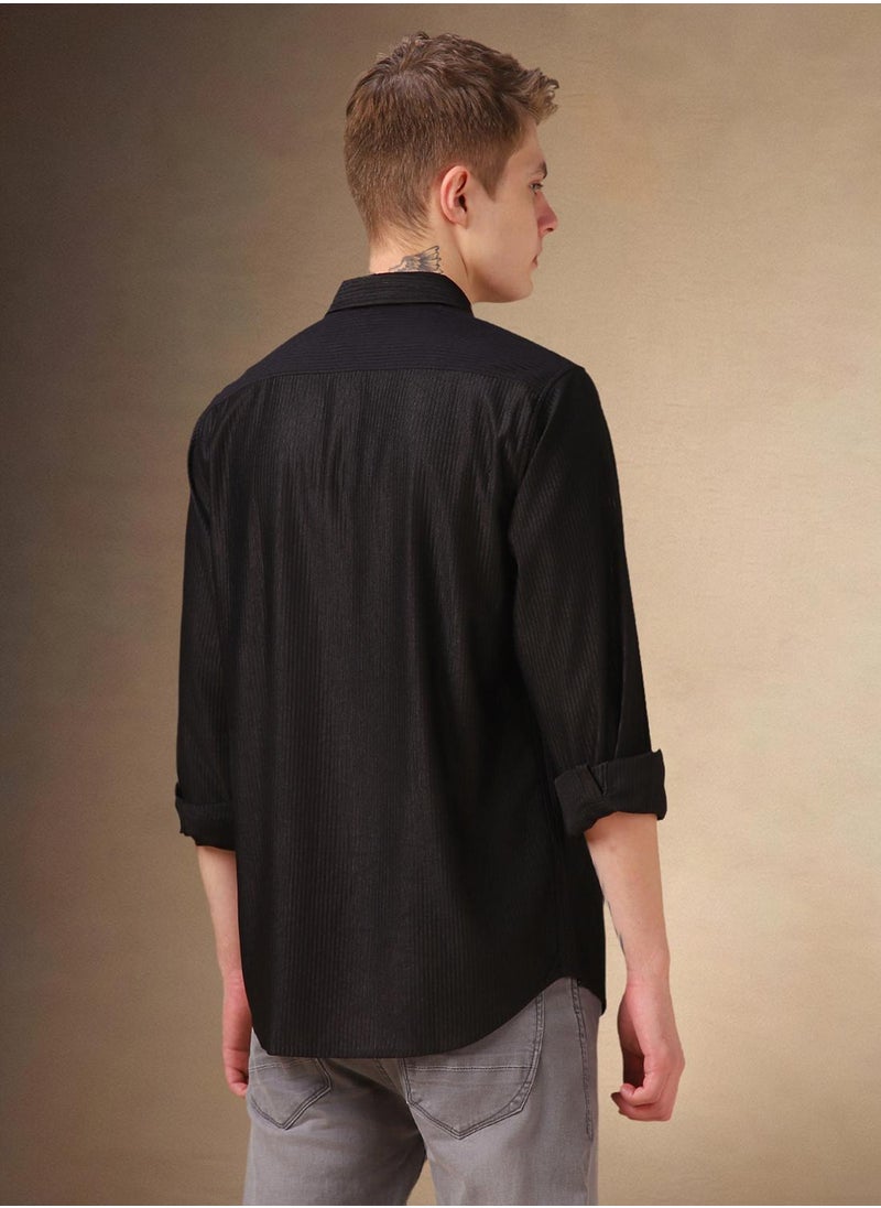 Dennis Lingo Men's Black 100% Polyester Solid Shirt  - Image 3