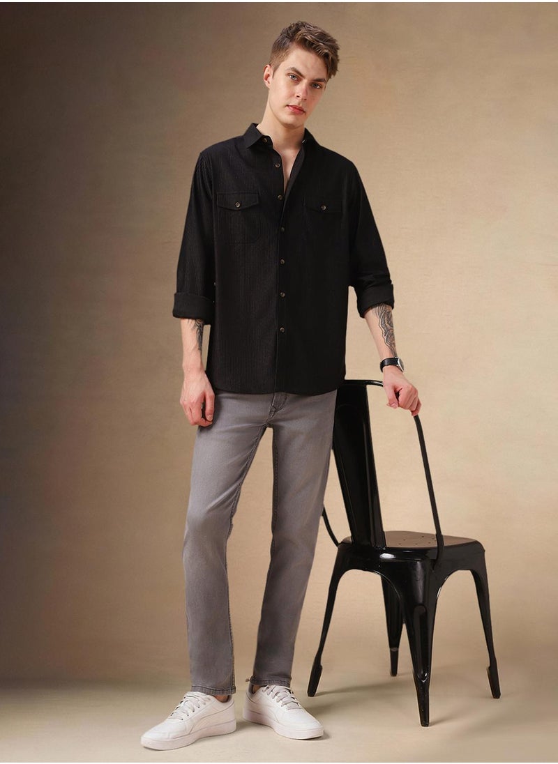Dennis Lingo Men's Black 100% Polyester Solid Shirt  - Image 5