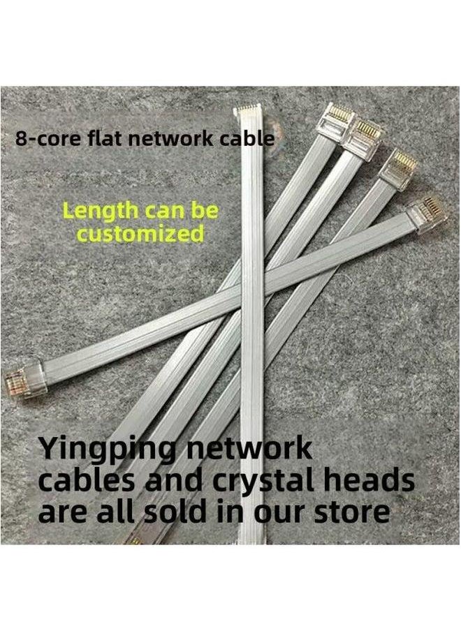 Generic Network Jumper Ultra Short Pure Copper Wire Core Flat 8P8C Body Crystal Head Eight Multi-Strand Wire-Color:Silver Gray-Line Length:0.05m  - Image 1