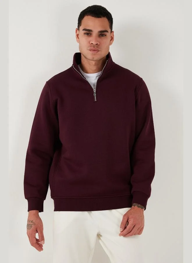 Buratti  Buratti Cotton Regular Fit Half Zipper Stand Collar Sweat Men's SWEAT 59052592 for Men | Best Price UAE