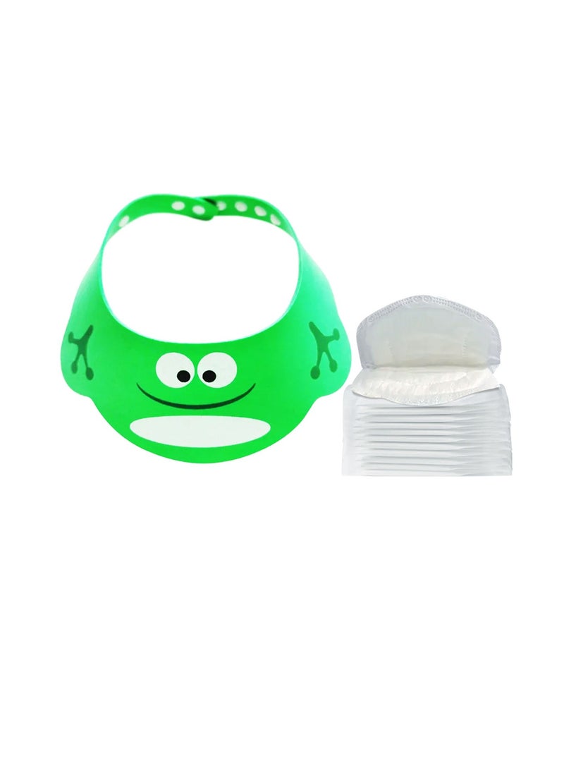 STAR BABiES Star Babies - Combo Pack of 2- Kids Shower Cap with Breast Pad (20pcs)- Green  - Image 1