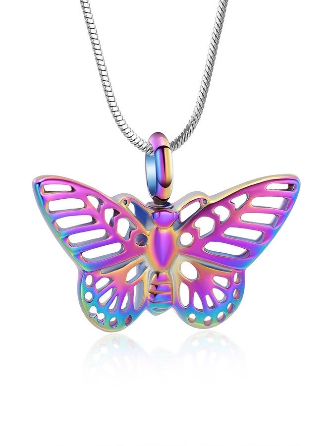 Minicremation Cremation Jewelry for Ashes Memorial Keepsake for Beloved's Ashes Urn Pendants Butterfly Cremation Necklace for Ashes (Colorful) - Image 1