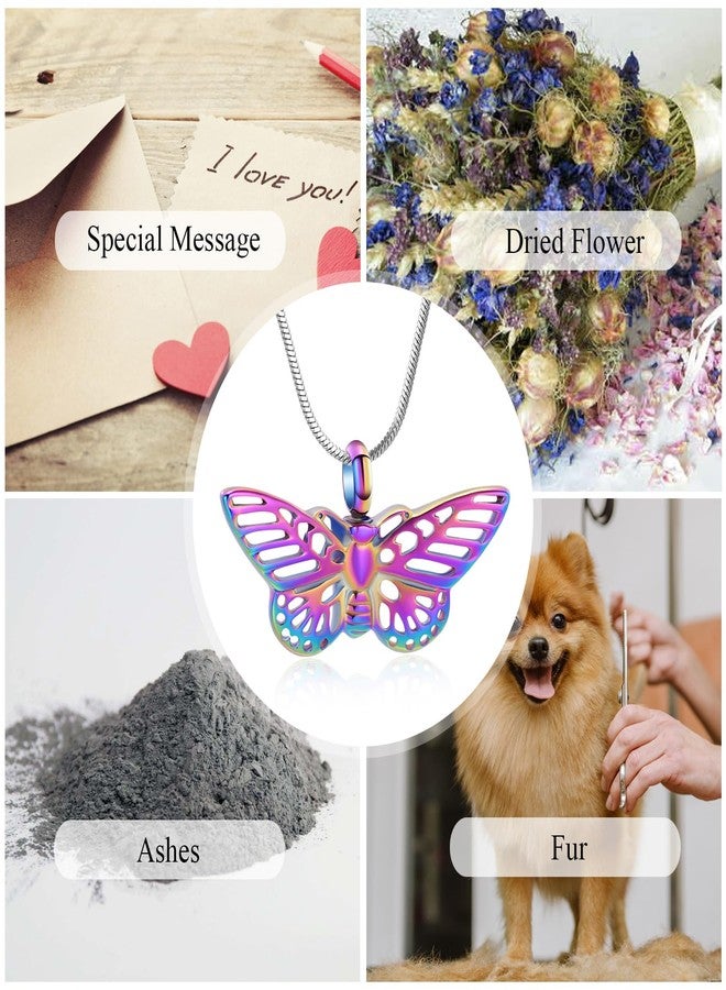 Minicremation Cremation Jewelry for Ashes Memorial Keepsake for Beloved's Ashes Urn Pendants Butterfly Cremation Necklace for Ashes (Colorful) - Image 5