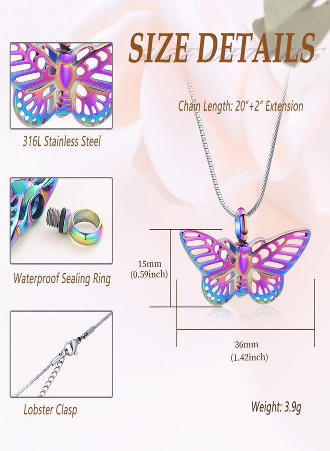 Minicremation Cremation Jewelry for Ashes Memorial Keepsake for Beloved's Ashes Urn Pendants Butterfly Cremation Necklace for Ashes (Colorful) - Image 2