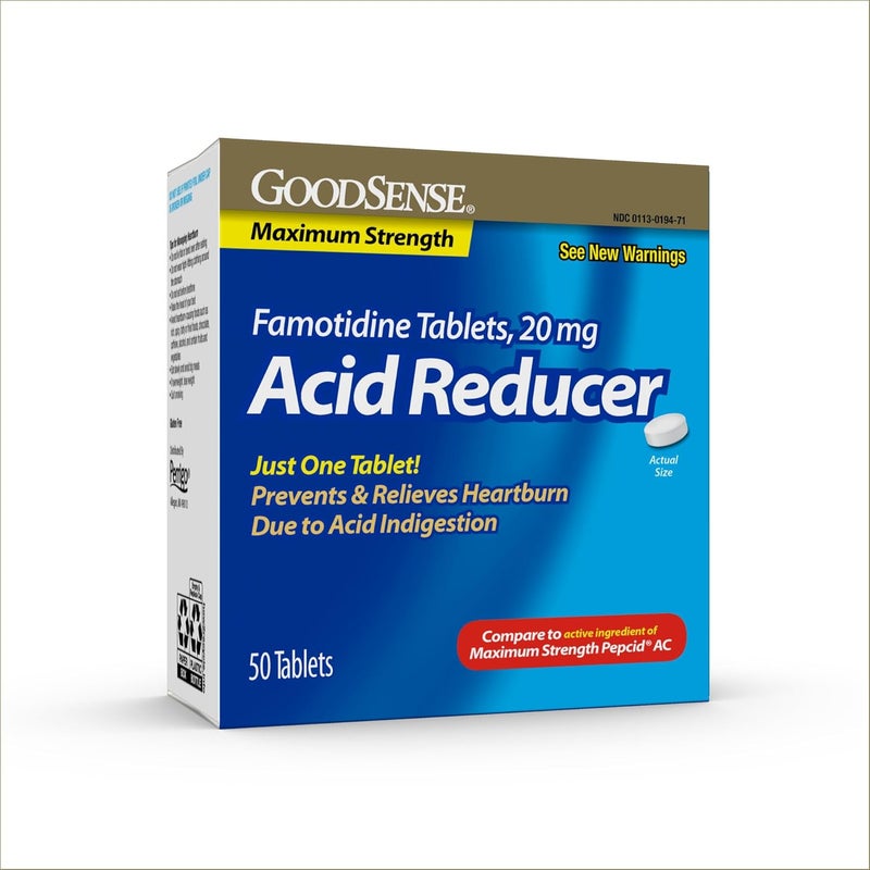 GoodSense Maximum Strength Famotidine Tablets 20 mg Acid Reducer for Heartburn Relief - Image 1