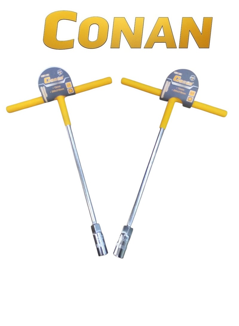 CONAN T-Handle Socket Wrench Set – 12mm + 14mm – Non-Slip Comfortable Grip – Chrome-Plated Steel Rod – Professional Performance for Tightening & Loosening – Models COTS812 / COTS814 - Image 1