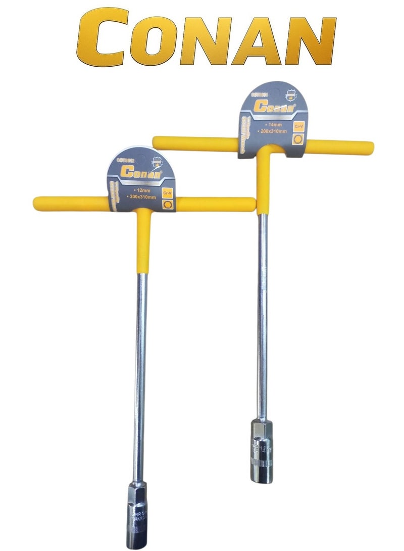 CONAN T-Handle Socket Wrench Set – 12mm + 14mm – Non-Slip Comfortable Grip – Chrome-Plated Steel Rod – Professional Performance for Tightening & Loosening – Models COTS812 / COTS814 - Image 3