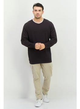 French Connection Men Crew Neck Long Sleeve Textured T-Shirt, Charcoal Grey  - Image 4