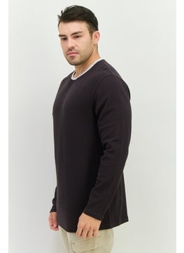 French Connection Men Crew Neck Long Sleeve Textured T-Shirt, Charcoal Grey  - Image 2