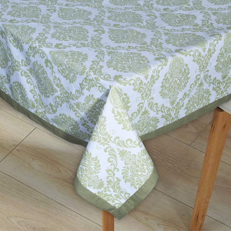 INDHOME LIFE INDHOME LIFE Cotton Square Pack of 1 Green 4 Seater Dining Table Cloth Cover 60 x 60 Inches - Image 3