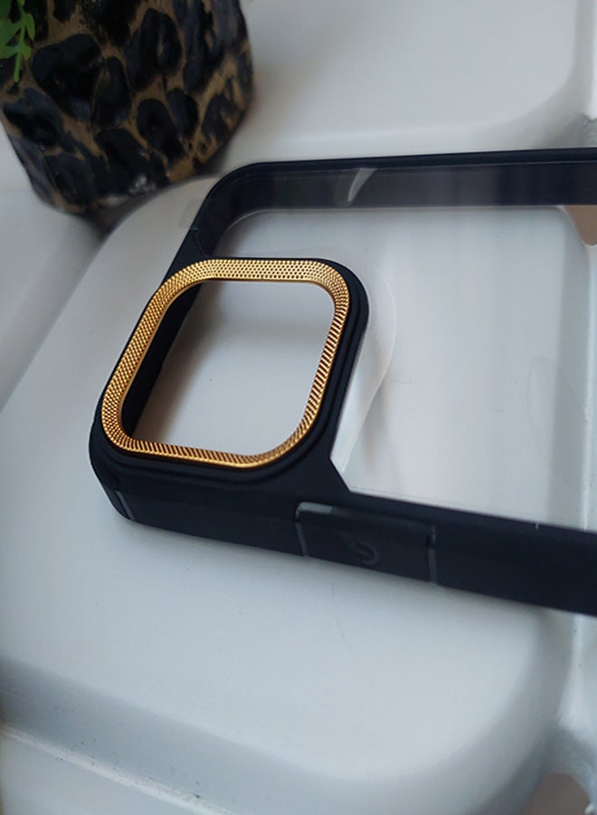 جراب مغناطيسي مقاوم للصدمات لهاتف iPhone 14 Pro Max مع إطار معدني للكاميرا - غطاء مغناطيسي أنيق غير لامع للرجال والنساء والشباب ويدعم الشحن اللاسلكي - مضاد لبصمات الأصابع، وحماية للكاميرا، ومقاوم للسقوط (جولد) - Image 5