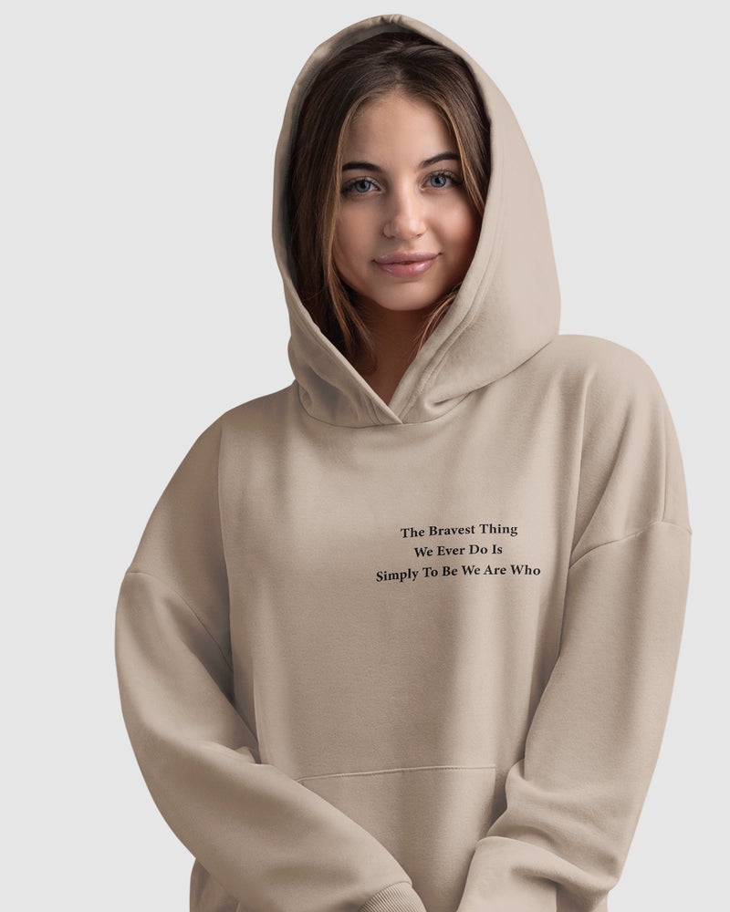 Glitter Women Winter Hoodie - Beige - Image 1