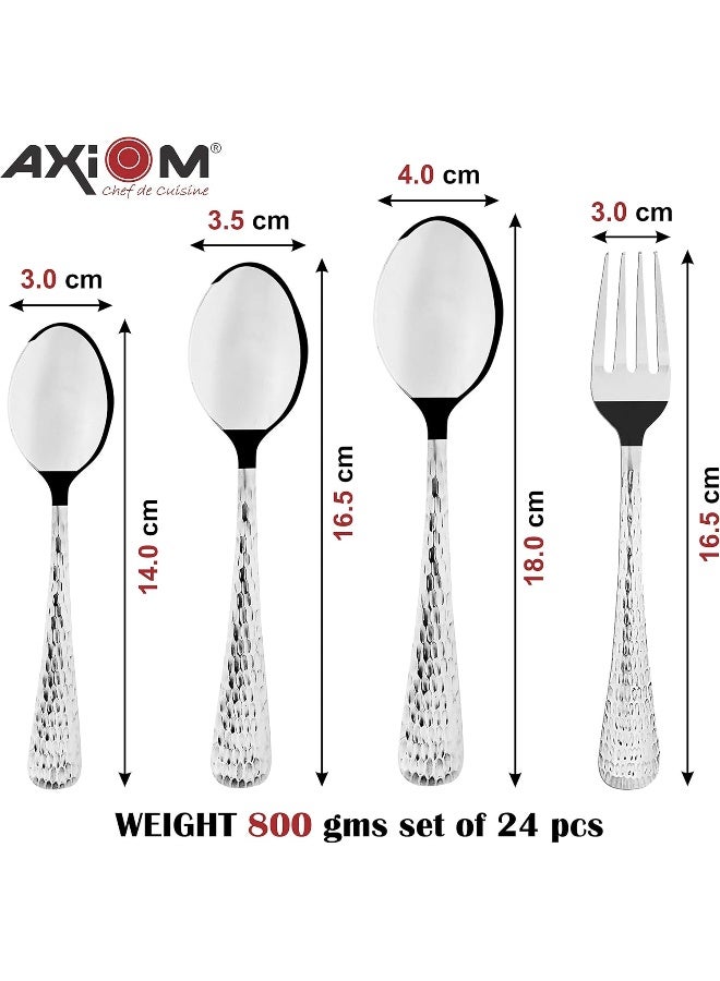 AXIOM Cutlery Set of 24 Pieces Stainless Steel Premium Silverware - Image 5