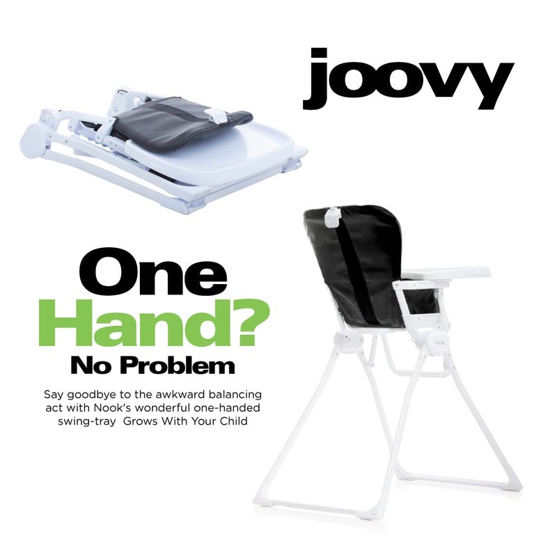 Joovy كرسي طعام جوفي نوك مع صينية قابلة للتعديل بأربع وضعيات، وصينية داخلية قابلة للإزالة وآمنة في غسالة الصحون لسهولة التنظيف - يمكن طيها بشكل مسطح لسهولة التخزين (أسود) - Image 3
