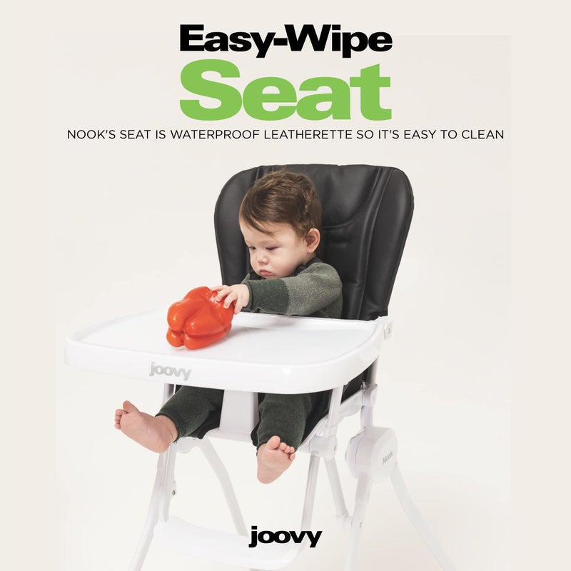 Joovy كرسي طعام جوفي نوك مع صينية قابلة للتعديل بأربع وضعيات، وصينية داخلية قابلة للإزالة وآمنة في غسالة الصحون لسهولة التنظيف - يمكن طيها بشكل مسطح لسهولة التخزين (أسود) - Image 4