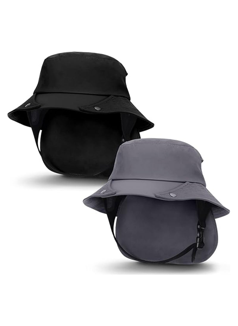 SYOSI - 2 Pcs Bucket Hats for Men Women Surf Hat with Chin Straps Sun Hats for Hiking Surfing Camping Boating Water Sports - Image 1