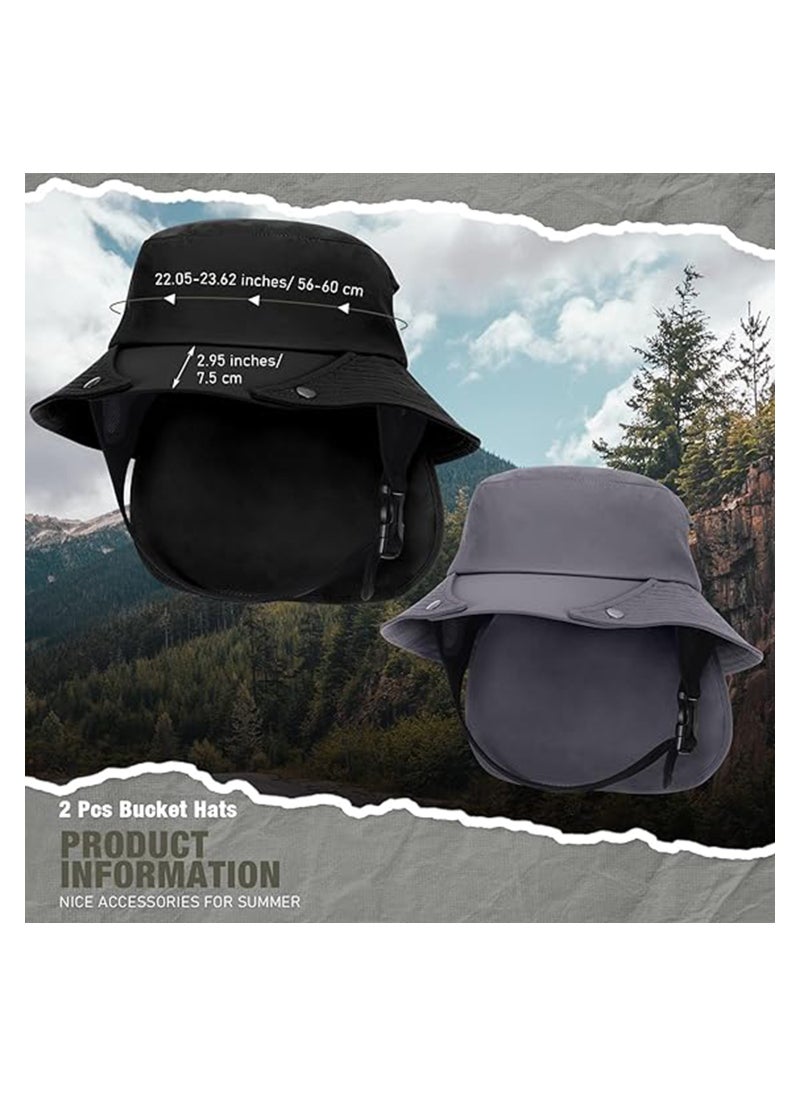 SYOSI - 2 Pcs Bucket Hats for Men Women Surf Hat with Chin Straps Sun Hats for Hiking Surfing Camping Boating Water Sports - Image 1