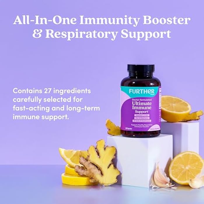 Further Food Ultimate Immune Support Capsules with Vitamins C, D, E & Zinc – Natural Herbal Supplement with Antioxidants for Immune & Respiratory Support, 120 Vegan Capsules - Image 3