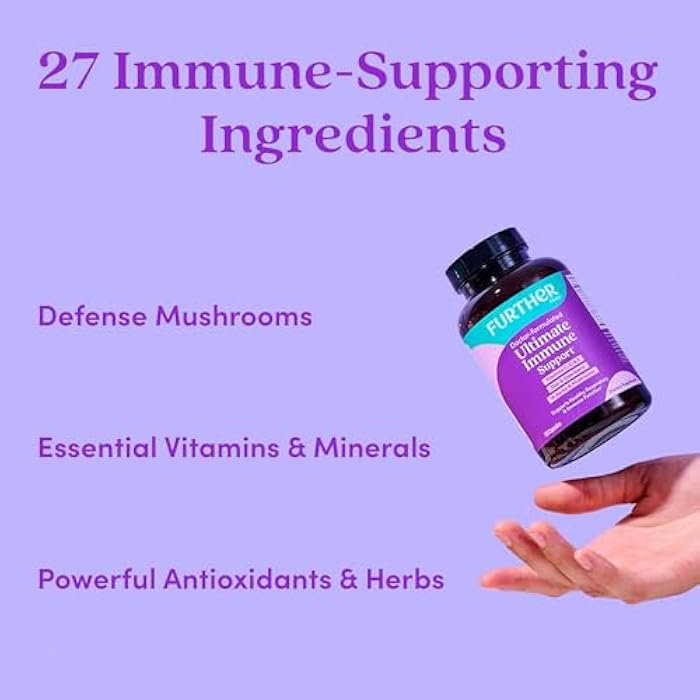 Further Food Ultimate Immune Support Capsules with Vitamins C, D, E & Zinc – Natural Herbal Supplement with Antioxidants for Immune & Respiratory Support, 120 Vegan Capsules - Image 5