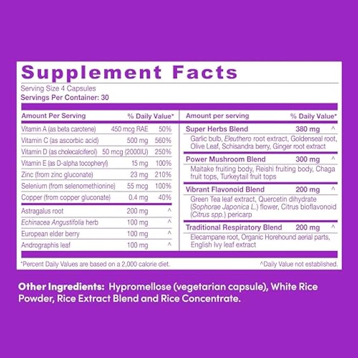 Further Food Ultimate Immune Support Capsules with Vitamins C, D, E & Zinc – Natural Herbal Supplement with Antioxidants for Immune & Respiratory Support, 120 Vegan Capsules - Image 2