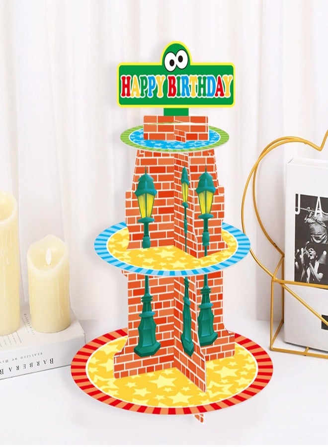 DAECHAO Cartoon Happy Birthday Cupcake Stand, 3 Tier Cupcake Tower Dessert Stand for Birthday Decoration, Party Decoration Baby Shower Wedding Supplies - Image 5