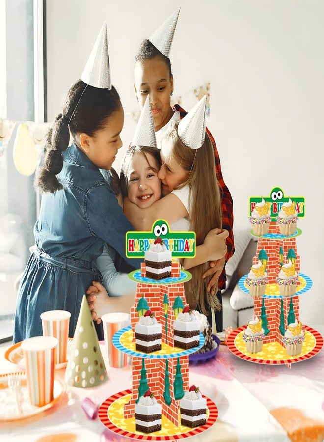 DAECHAO Cartoon Happy Birthday Cupcake Stand, 3 Tier Cupcake Tower Dessert Stand for Birthday Decoration, Party Decoration Baby Shower Wedding Supplies - Image 4