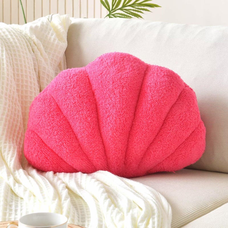 VBGYA Seashell Decorative Pillow Hot Pink Seashell Shaped Throw Pillows 13x10 Inch Soft Sea Ocean Room Decor 3D Insert Beach Pillow Seashell Plush Pillows for Couch Bed