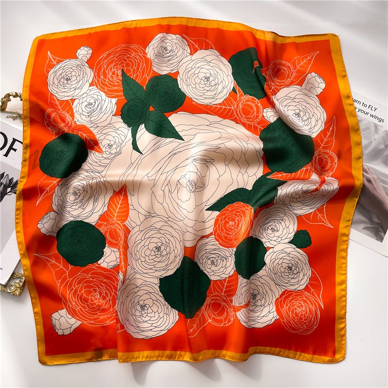 Factory wholesale scarves ladies scarf shawls 70cm Korean small square silk satin printed spring and summer sunscreen scarf  - Image 2