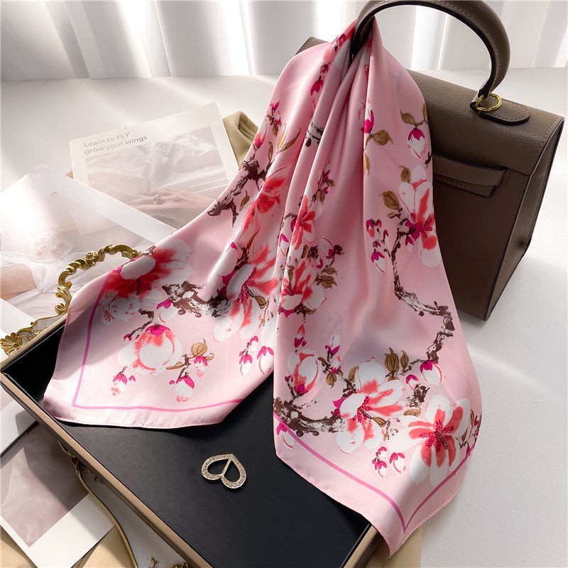 Factory wholesale scarves ladies scarf shawls 70cm Korean small square silk satin printed spring and summer sunscreen scarf  - Image 5