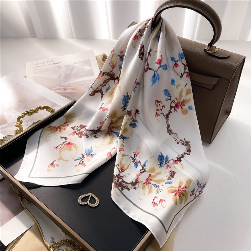 Factory wholesale scarves ladies scarf shawls 70cm Korean small square silk satin printed spring and summer sunscreen scarf  - Image 4