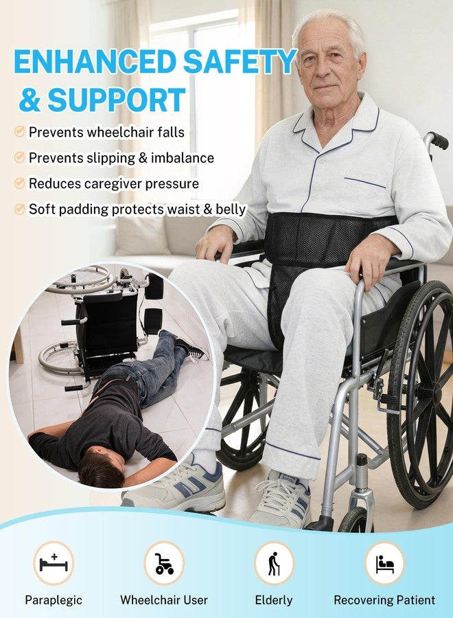 KUAZIDAR T-Shaped Wheelchair Seat Belt, Adjustable Safety Harness for Elderly & Disabled, Non-Slip Medical Mobility Accessory (Black) - Image 2