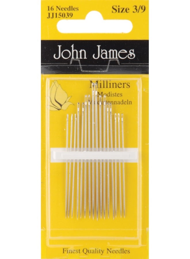 Milliners Hand Needles Size 3 9 16 Pkg