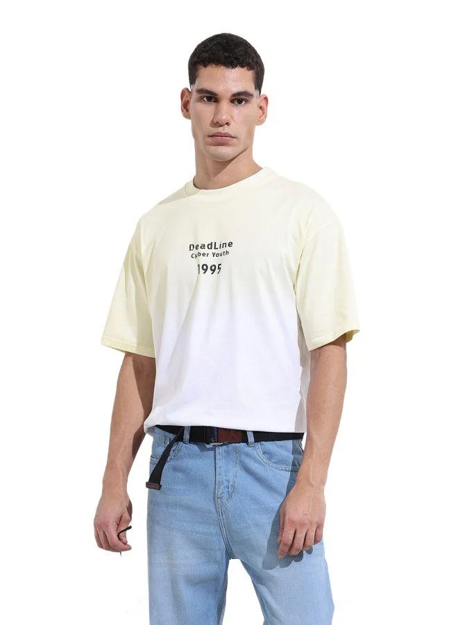 The Indian Garage Co Men Relaxed Fit Ombre Printed Crew Neck Half Sleeves T-Shirt