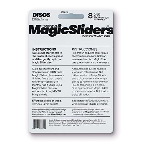 MAGIC SLIDERS L P 8221-7/8" Reusable Furniture Sliders | Heavy-Duty Self-Adhesive Floor Protectors for Carpets & Hard Floors | Non-Skid Pads for Chairs, Tables, and Heavy Furniture (Pack of 8,Grey) - Image 2