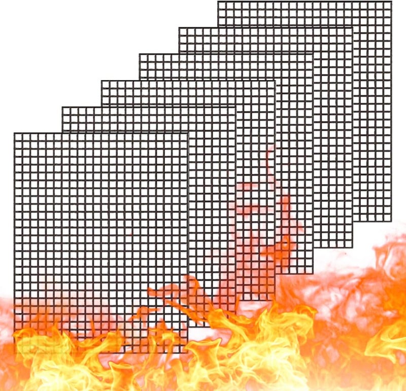 WholeFire مجموعة حصائر شبكية للشواء، 6 قطع، حصائر شواء غير لاصقة قابلة لإعادة الاستخدام، ملحقات الخبز لشوي اللحوم والخضروات والطهي والخبز والشواء والخبز، 40×33 سم تصميم عالمي مدروس - Image 1