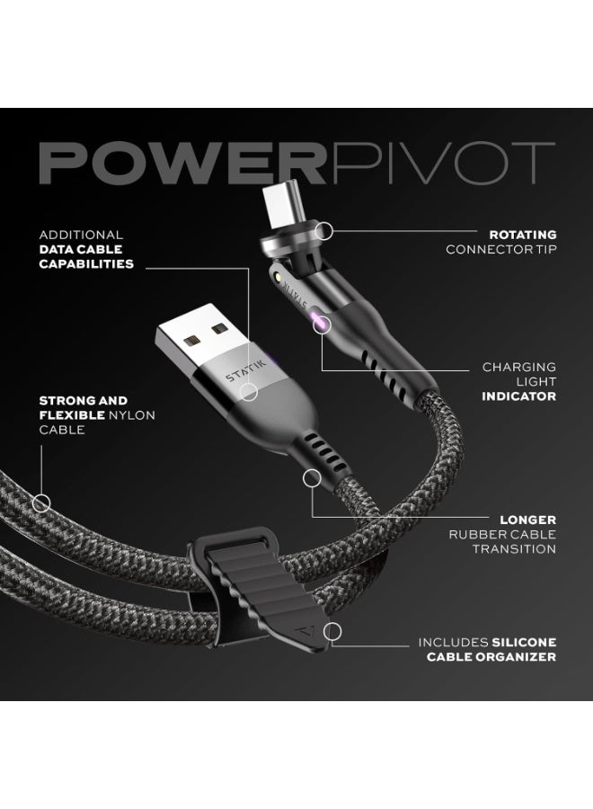 Statik PowerPivot 3ft USB C Cable, 90 Degree Right Angle, 12W Fast Charging, Data Transfer, Compatible with USB-C Devices - Image 3