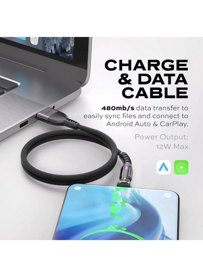 Statik PowerPivot 3ft USB C Cable, 90 Degree Right Angle, 12W Fast Charging, Data Transfer, Compatible with USB-C Devices - Image 4