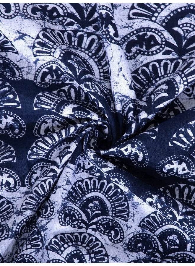 BedZone 120 TC Cotton Blend Mandala Printed Jaipuri Bedsheet for Double Bed King Size with 2 Pillow Covers, Blue - Image 2
