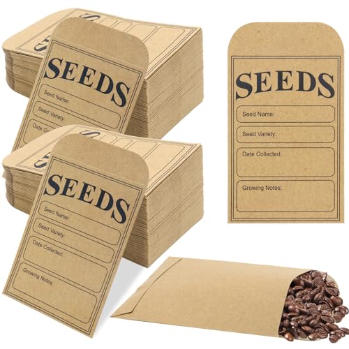 LOTMER 200 Pieces Seed Saving Envelopes, 3.2x4.8 Inch Seed Packets Envelope, Sealing Kraft Seed Packets Envelope for Fruit Vegetable - Image 1