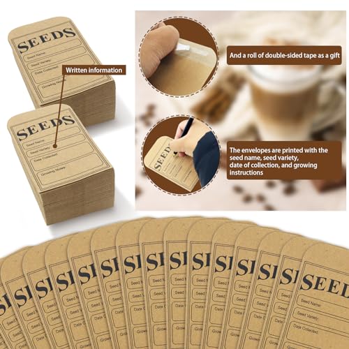 LOTMER 200 Pieces Seed Saving Envelopes, 3.2x4.8 Inch Seed Packets Envelope, Sealing Kraft Seed Packets Envelope for Fruit Vegetable - Image 4