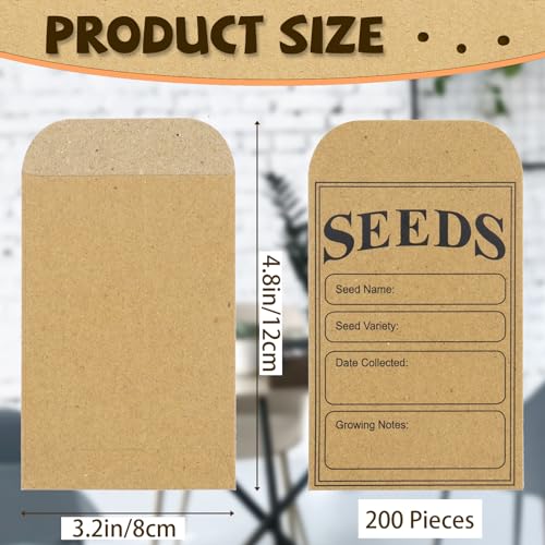 LOTMER 200 Pieces Seed Saving Envelopes, 3.2x4.8 Inch Seed Packets Envelope, Sealing Kraft Seed Packets Envelope for Fruit Vegetable - Image 2